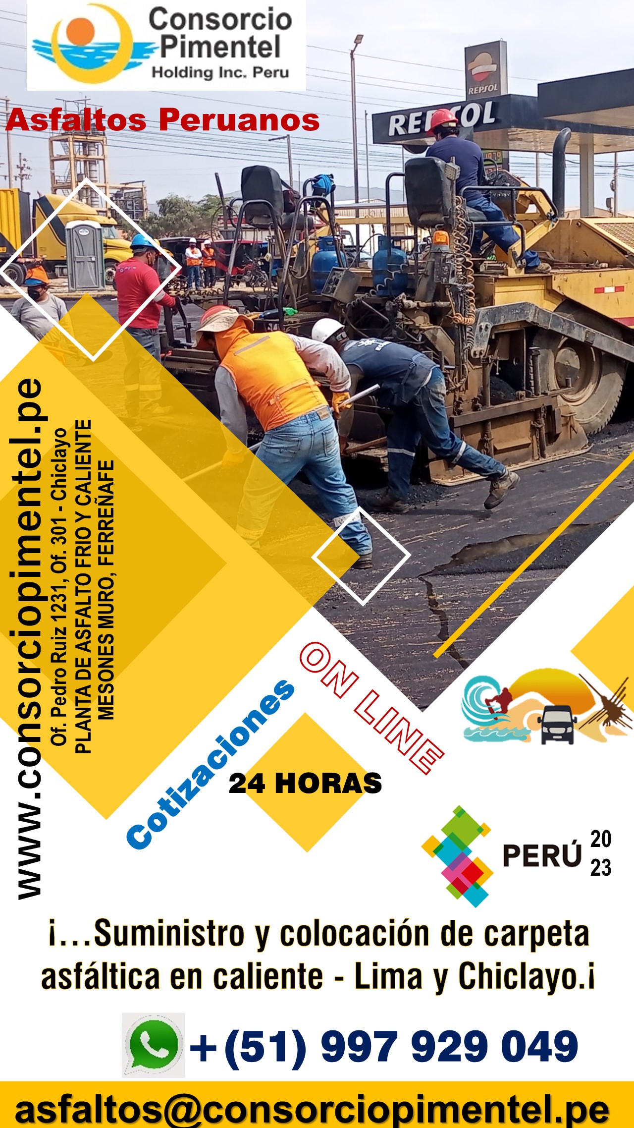 Asfalto en Caliente Obras Viales Tren de Asfalto Perú 2023